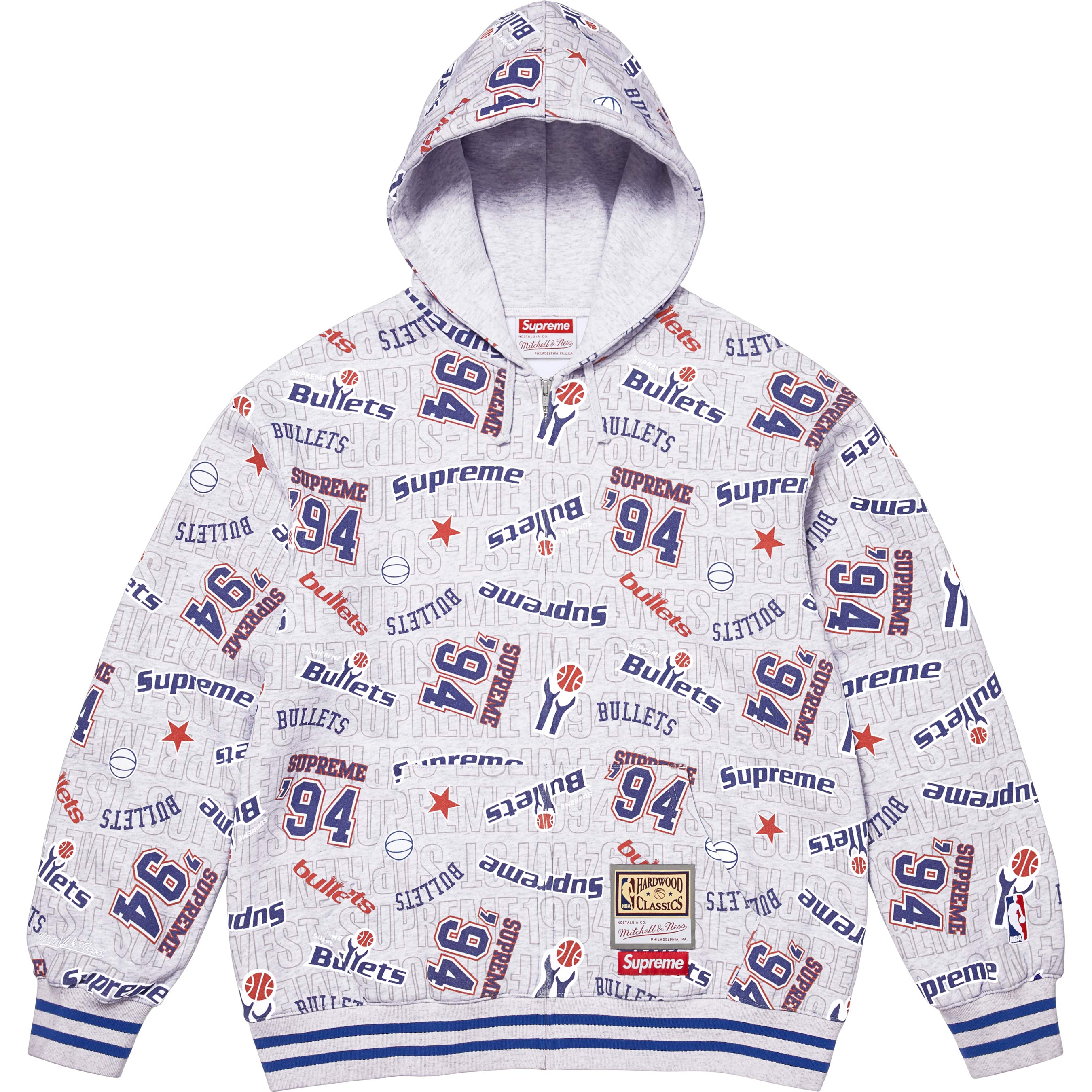 Supreme®/Mitchell & Ness® Teams Zip Up Hooded Sweatshirt view 4